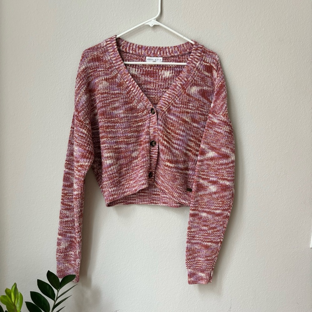 Cropped Knit Sweater - Pink Space Dye - Like New